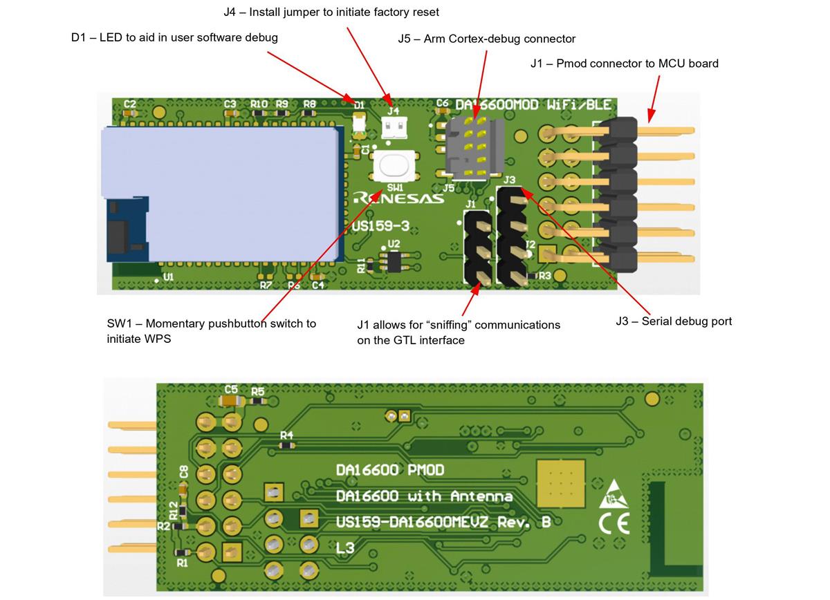 Renesas Electronics U159-DA16200MEVZ DA16200 Pmod™-Board